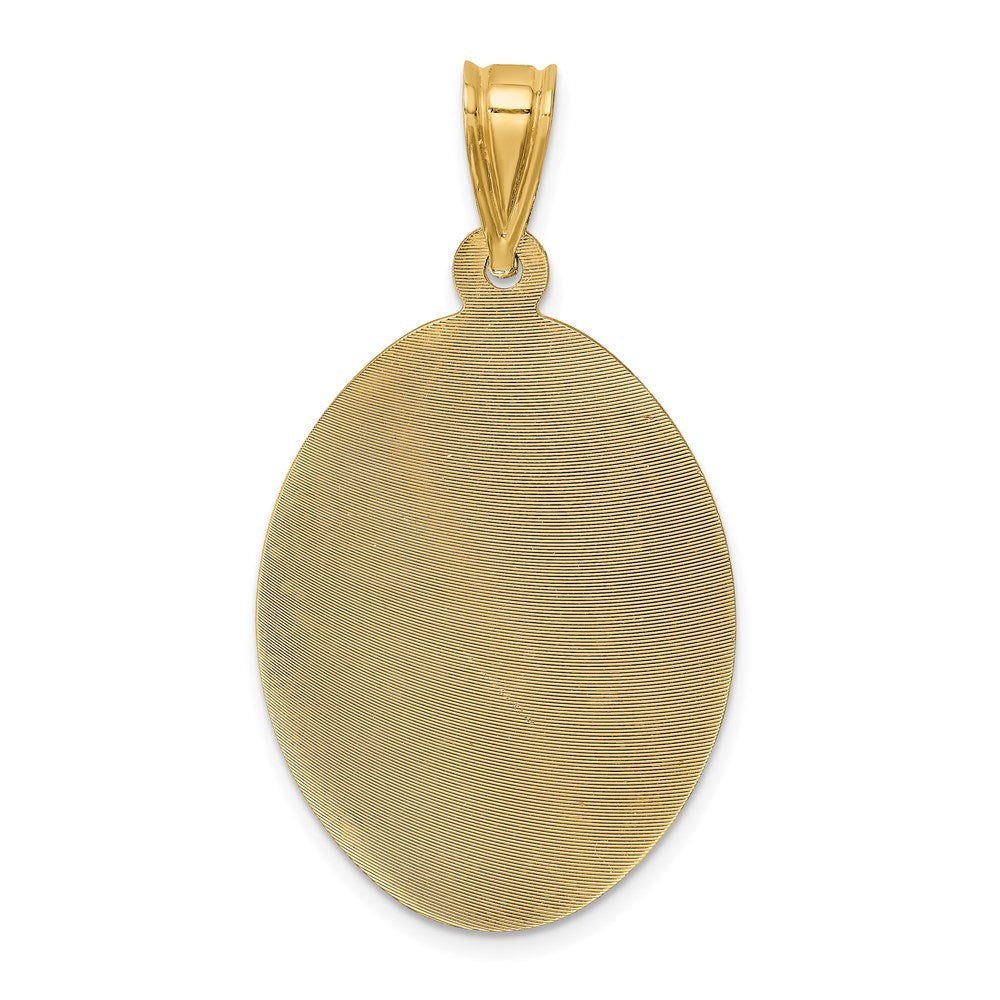 14K Gelbgold Poliert Diamantiert Sagrado Corazón Oval-Anhänger