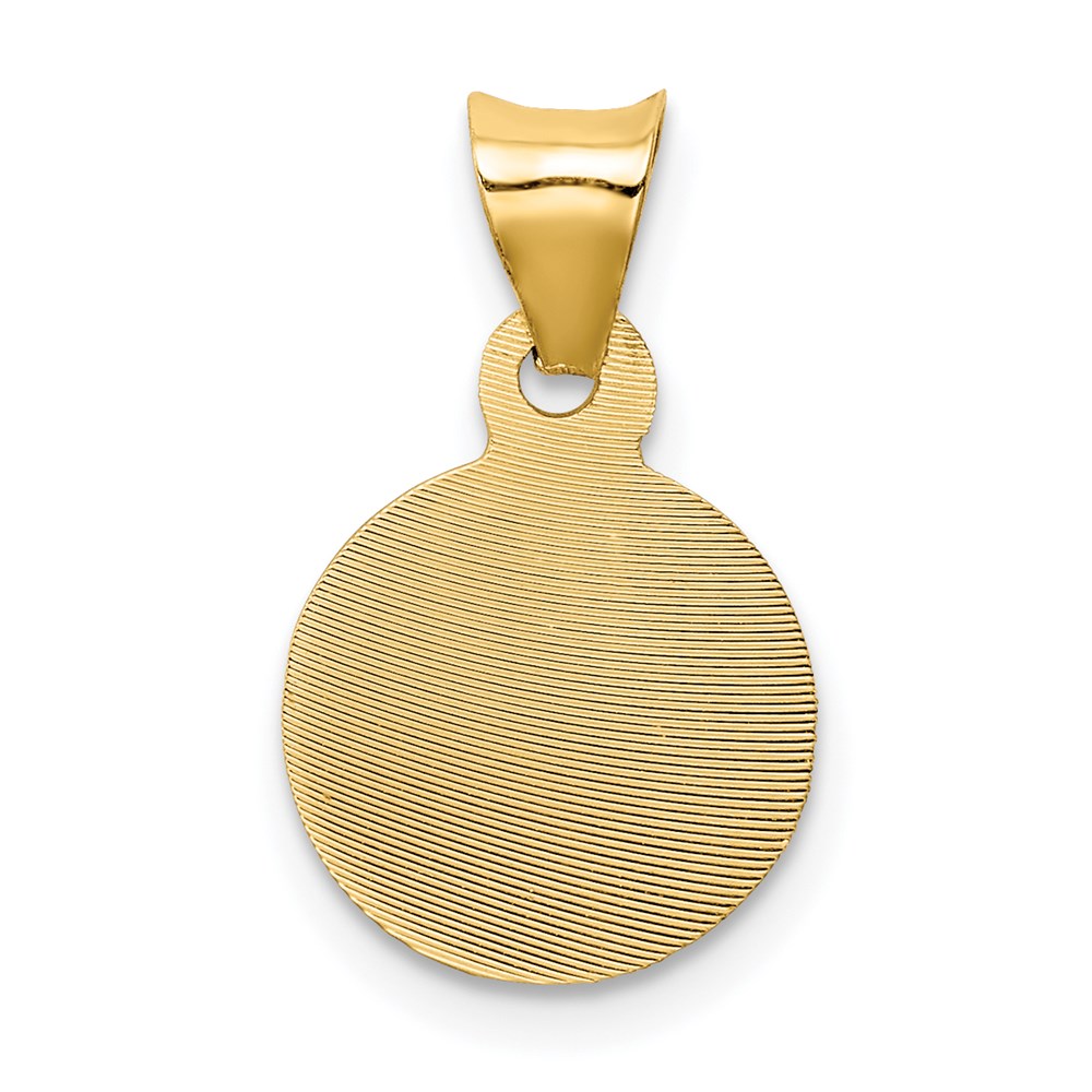 14K Gelbgold Poliert Diamantiert Sagrado Corazon Kreis Anhänger