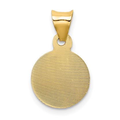 14K Gelbgold Poliert Diamantiert Sagrado Corazon Kreis Anhänger