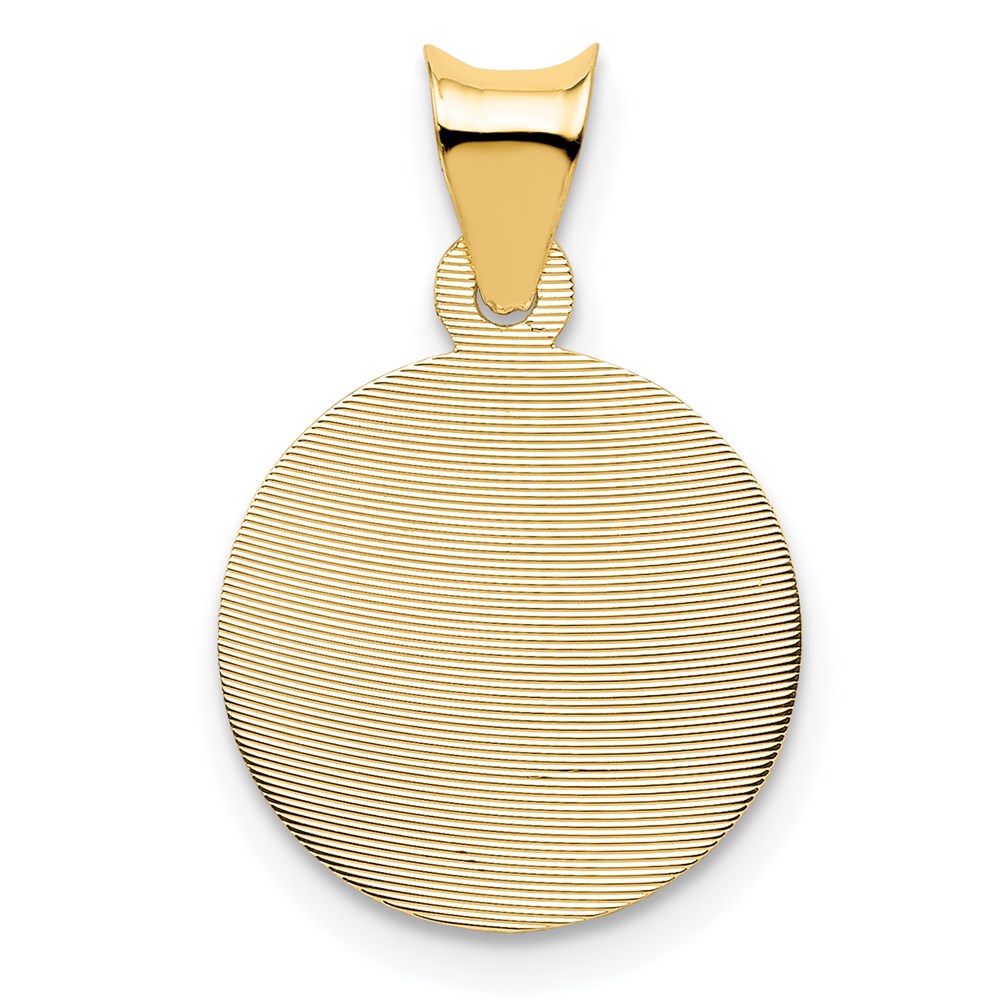 14K Gelbgold Poliert Diamantiert Sagrado Corazon Kreis Anhänger