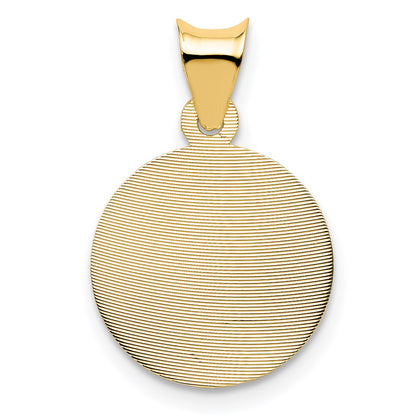 14K Gelbgold Poliert Diamantiert Sagrado Corazon Kreis Anhänger