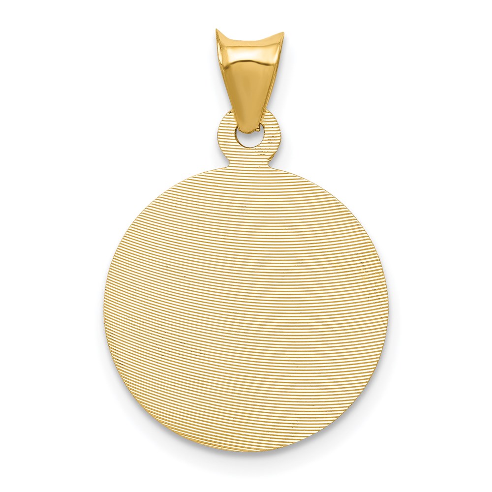 14K Gelbgold Polierter Diamantierter Sagrado-Corazón-Kreis-Anhänger