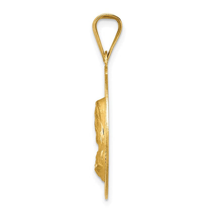 Sagrado-Corazon-Kreisanhänger aus 14K Gelbgold, poliert, diamantiert