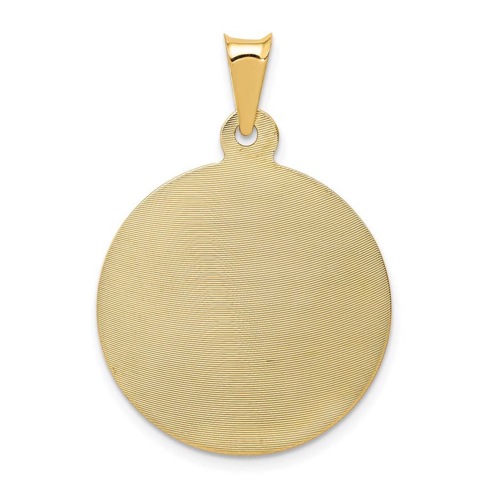 14K Gelbgold polierter diamantierter Sagrado-Corazón-Kreisanhänger