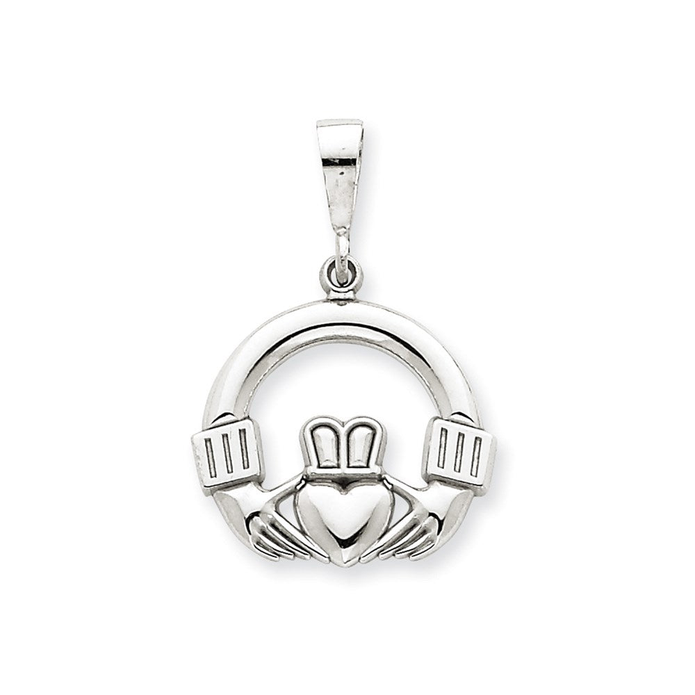 14K Weißgold Claddagh-Anhänger