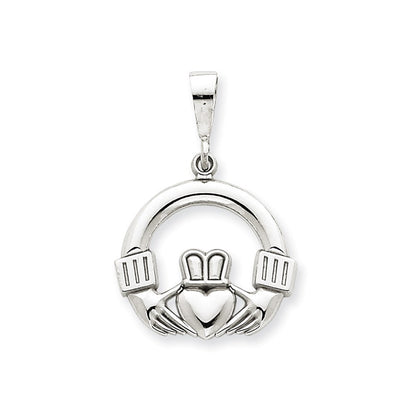 14K Weißgold Claddagh-Anhänger