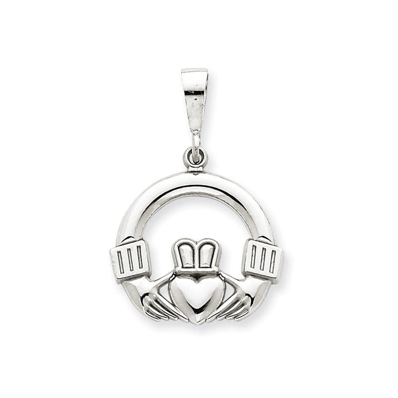 14K Weißgold Claddagh-Anhänger