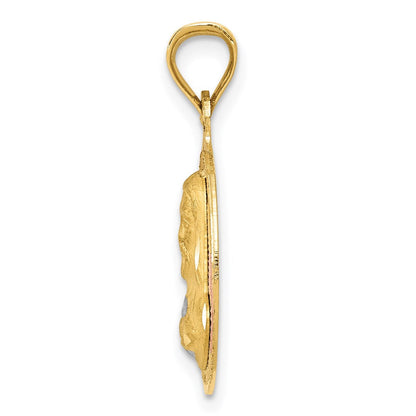 14K Gelb- und Rhodium-Gold mit Rosé- und Weiß-Rhodium, diamantiert, Sagrado-Corazon-Anhänger