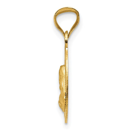 14K Gelbgold Poliert Diamantiert Sagrado Corazon Oval Anhänger