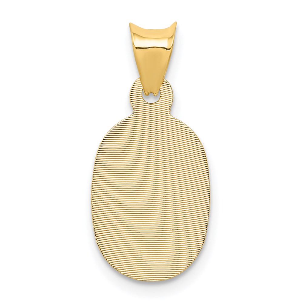 14K Gelbgold Poliert Diamantiert Sagrado Corazon Oval Anhänger