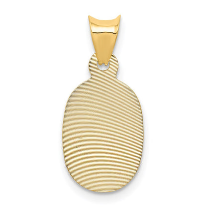 14K Gelbgold Poliert Diamantiert Sagrado Corazon Oval Anhänger