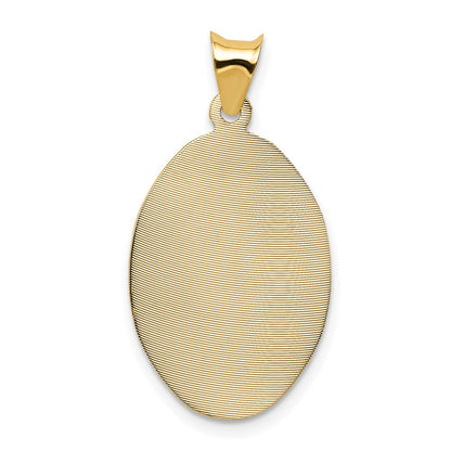 14K Gelbgold Poliertes Diamantiertes Sagrado Corazón Oval-Anhänger