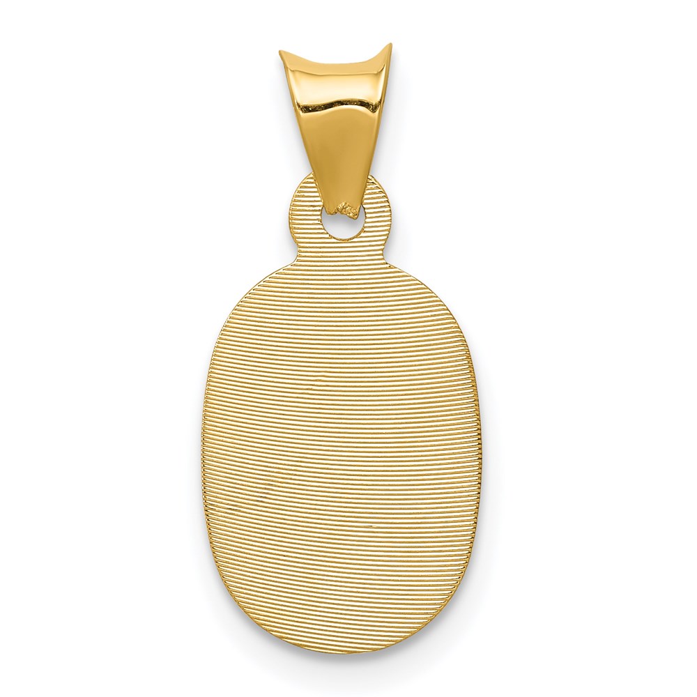 14K Gelbgold Poliert Diamantiert Corpus Oval Anhänger