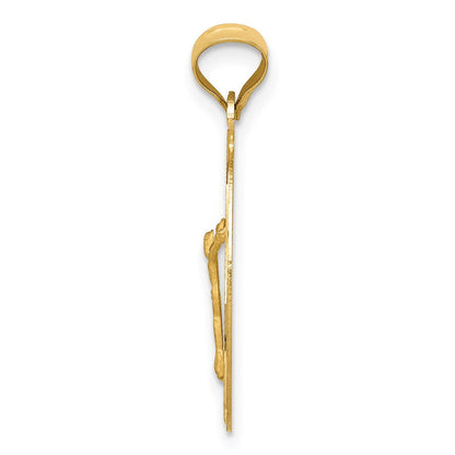 14K Gelbgold Poliert Diamantiert Corpus Oval Anhänger