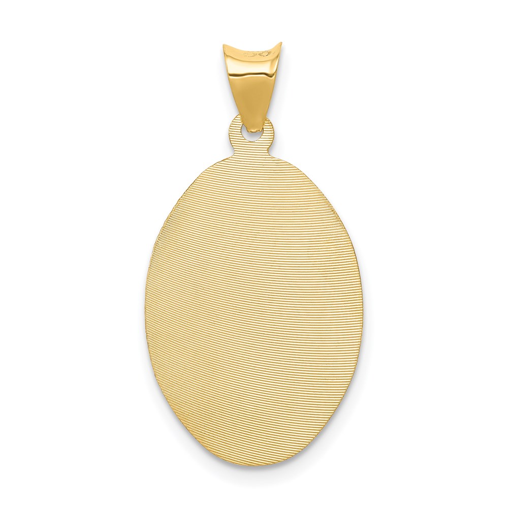 14K Gelbgold Poliert Diamantiert Corpus Oval Anhänger