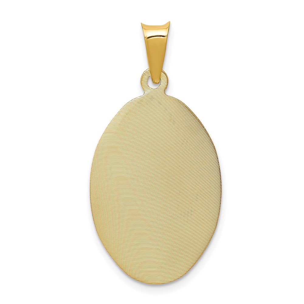 14K Gelbgold Poliert Diamantiert Oval Corpus Anhänger