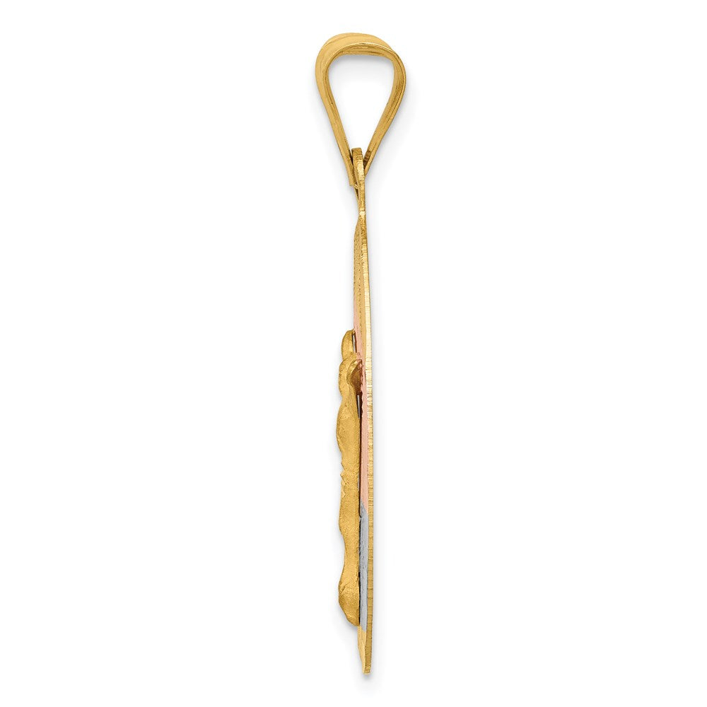 Ovaler Anhänger mit Korpus aus 14K Gelb- und Rhodiumgold mit Rosé- und Weißrhodium, diamantiert