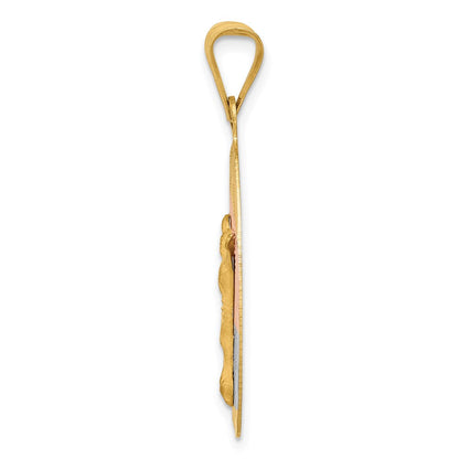 Ovaler Anhänger mit Korpus aus 14K Gelb- und Rhodiumgold mit Rosé- und Weißrhodium, diamantiert