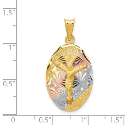 Ovaler Anhänger mit Korpus aus 14K Gelb- und Rhodiumgold mit Rosé- und Weißrhodium, diamantiert