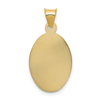 14K Gelb & Rhodium mit Rose und Weiß Diamantiert Corpus Oval Anhänger