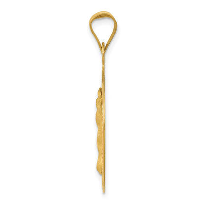 14K Gelbgold Polierter, Diamantierter Korpus-Kreis-Anhänger