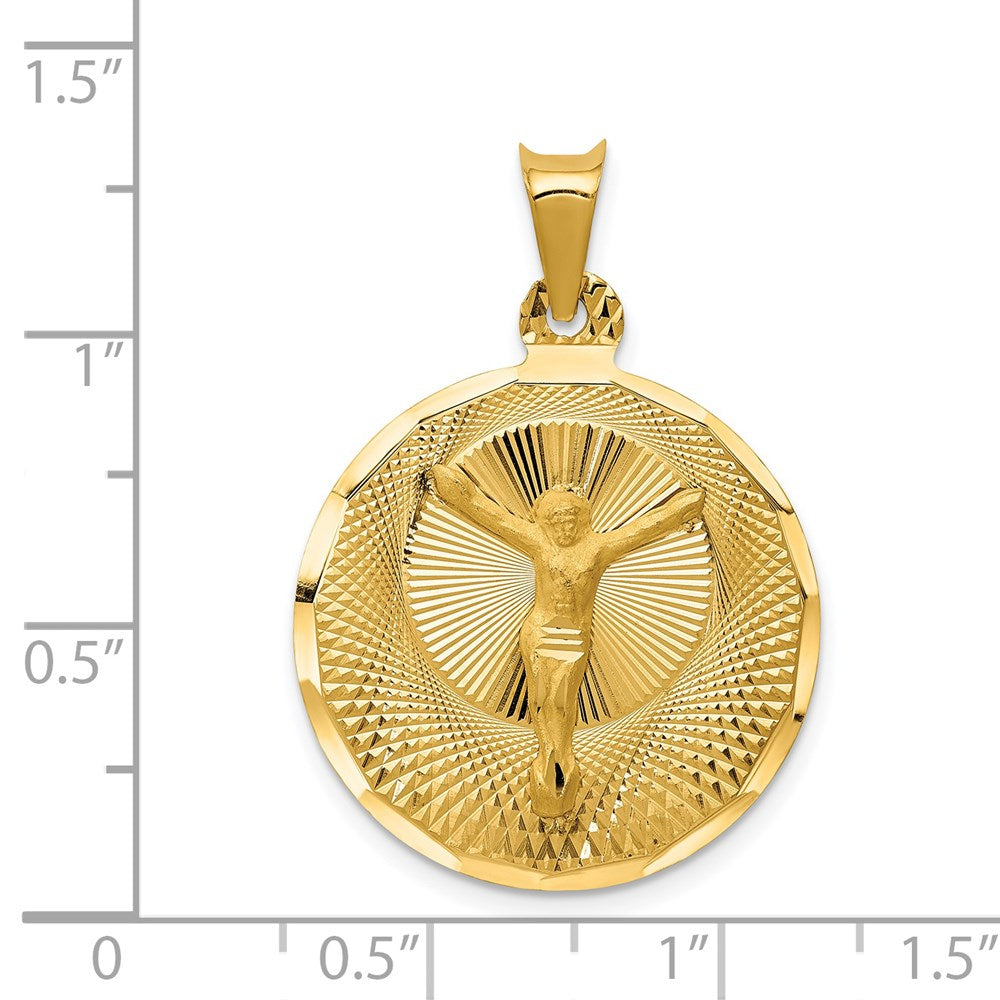 14K Gelbgold Polierter, Diamantierter Korpus-Kreis-Anhänger