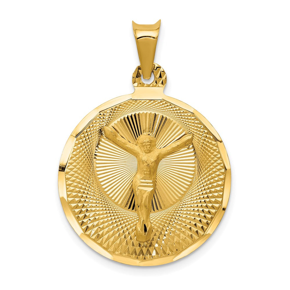 14K Gelbgold Polierter, Diamantierter Korpus-Kreis-Anhänger