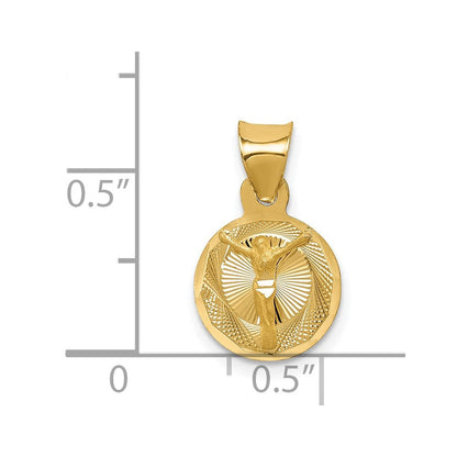 14K Gelbgold Poliert Diamantiert Corpus Kreis Anhänger