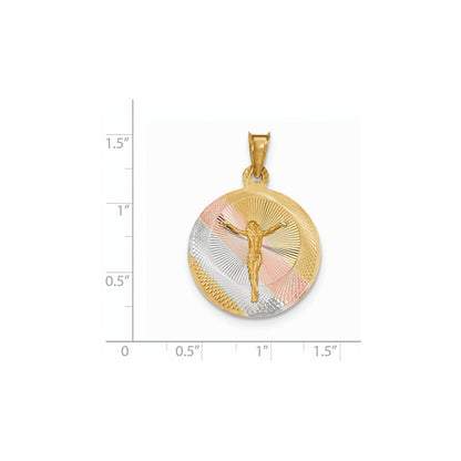 14K Gelbgold & Rhodium mit Rhodium, poliert & diamantiert, CORPUS Kreis-Anhänger
