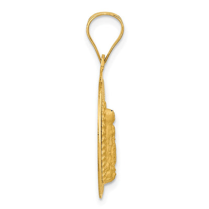 14K Gelbgold Poliert Diamantiert Lady Of Guadalupe Kreis-Anhänger