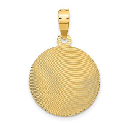 14K Gelbgold Poliert Diamantiert Lady Of Guadalupe Kreis-Anhänger
