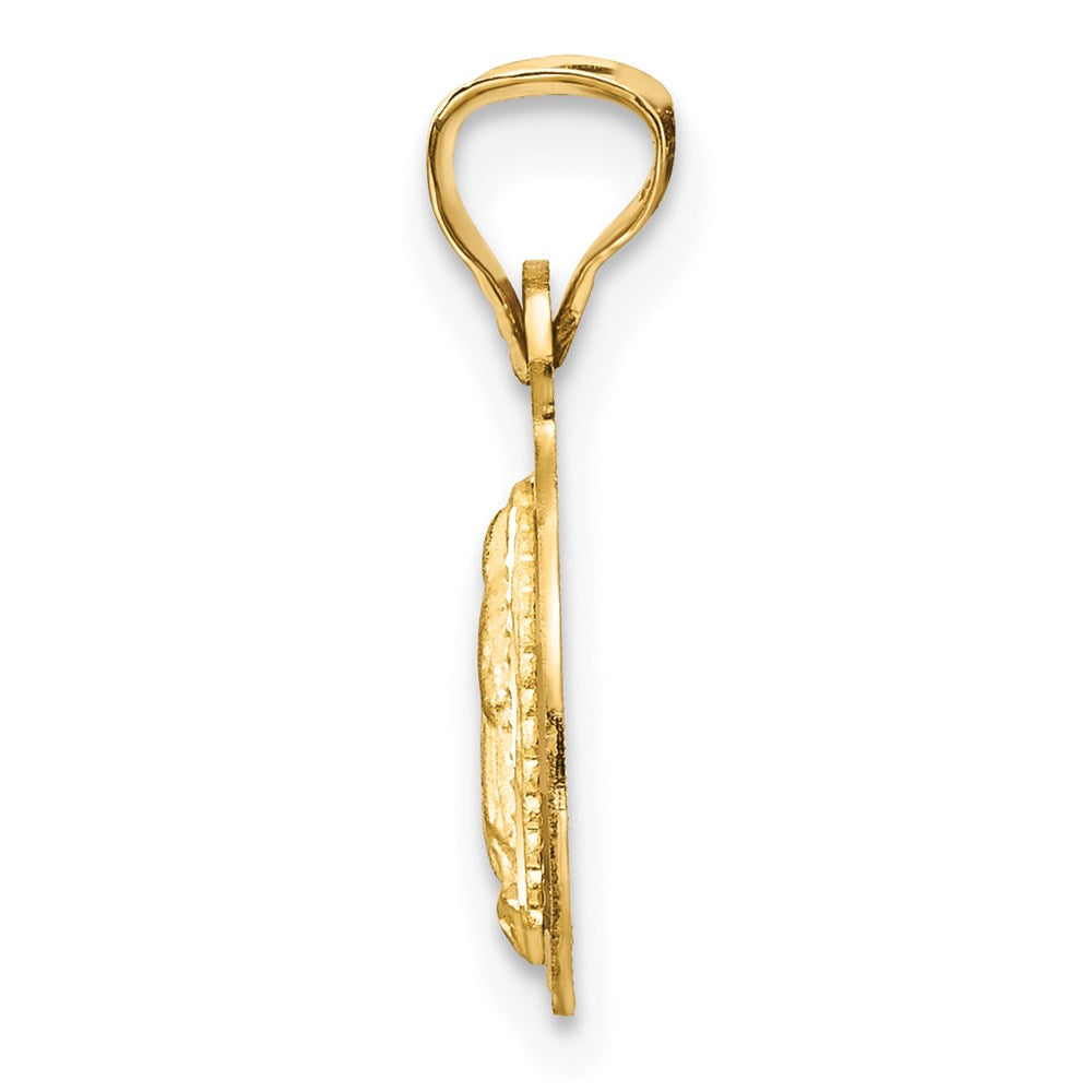 14K Gelb & Rhodium mit Rhodium Poliert Diamantiert Damen Of Guadalupe Kreis Anhänger