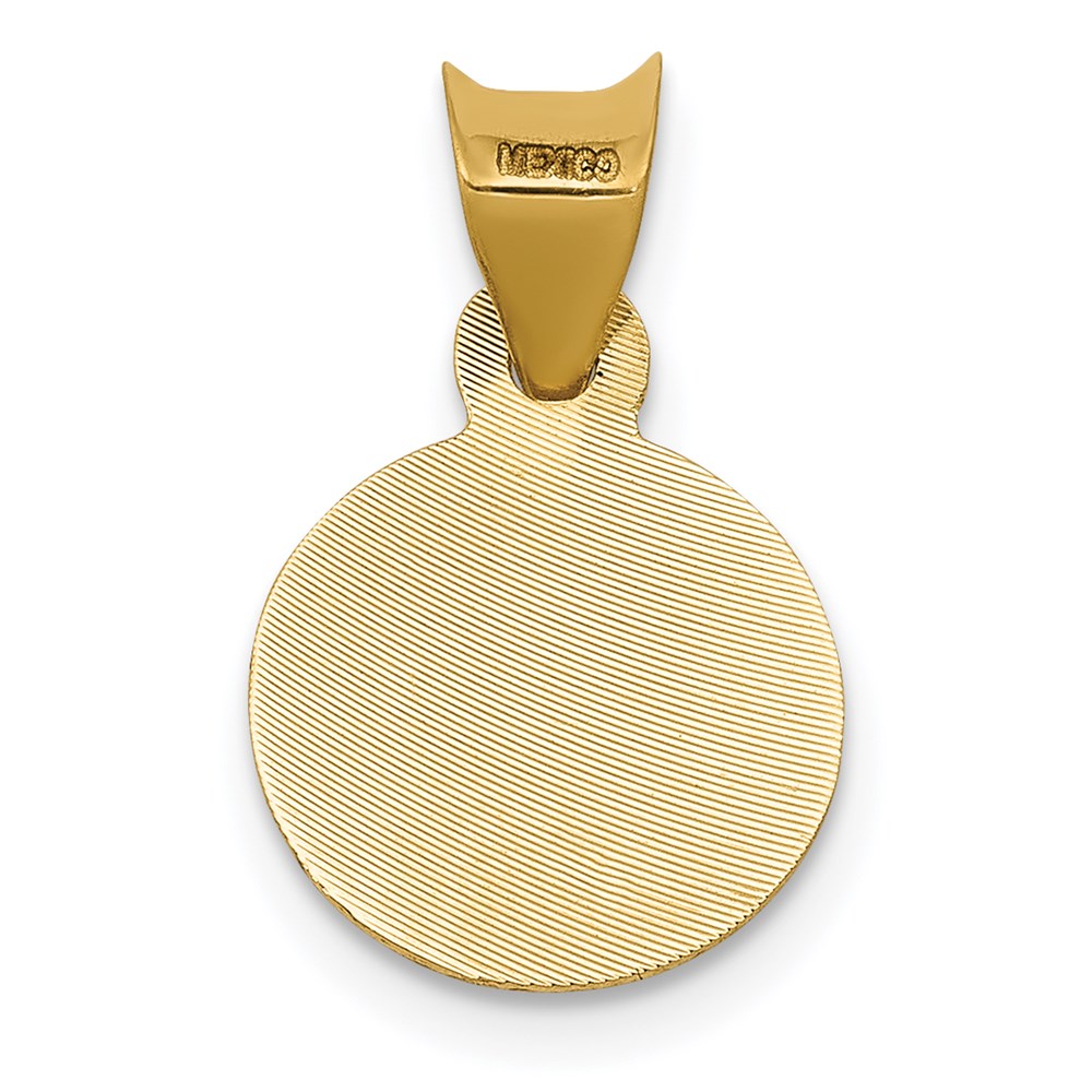 14K Gelb & Rhodium mit Rhodium Poliert Diamantiert Damen Of Guadalupe Kreis Anhänger