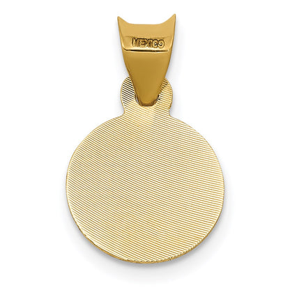 14K Gelb & Rhodium mit Rhodium Poliert Diamantiert Damen Of Guadalupe Kreis Anhänger