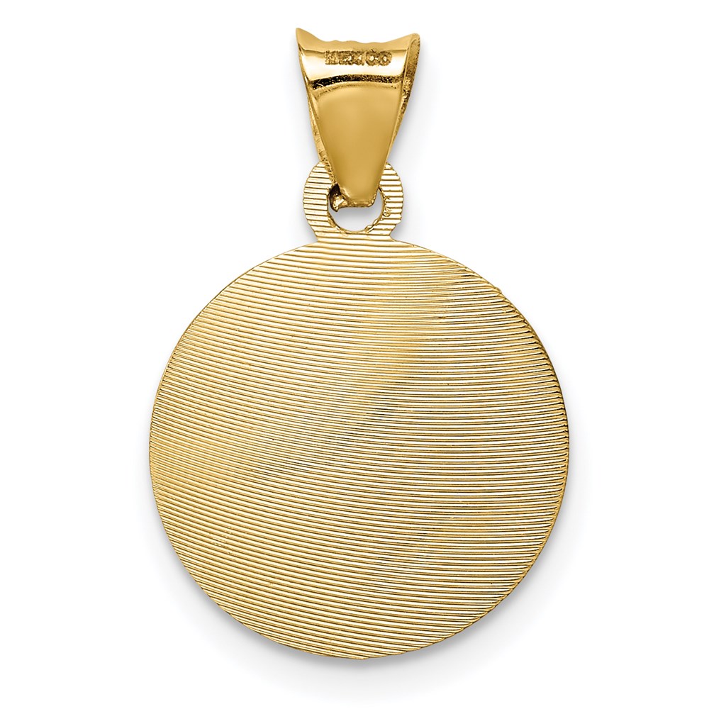 14K Gelb & Rhodium mit Rhodium Poliert Diamantiert Damen Of Guadalupe Kreis Anhänger