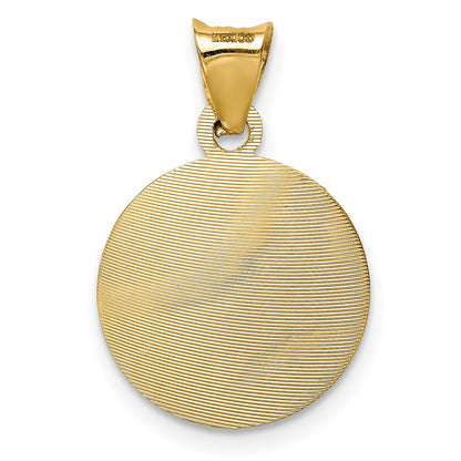 14K Gelb & Rhodium mit Rhodium Poliert Diamantiert Damen Of Guadalupe Kreis Anhänger