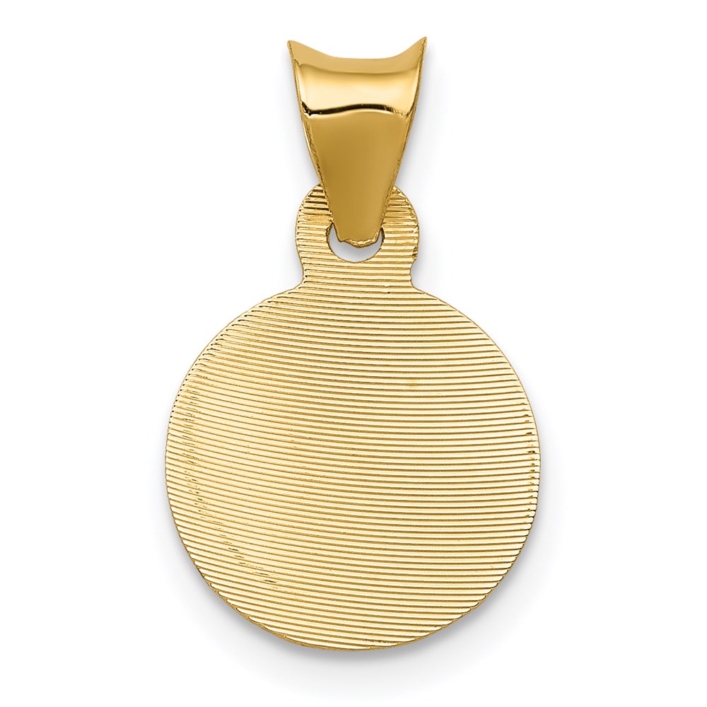 14K Gelbgold Poliert Diamantiert Damen Of Guadalupe Kreis Anhänger