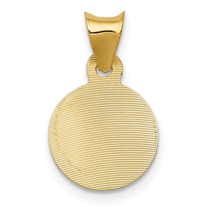 14K Gelbgold Poliert Diamantiert Damen Of Guadalupe Kreis Anhänger