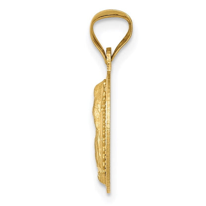 14K Gelbgold Poliert Diamantiert Damen Of Guadalupe Kreis Anhänger