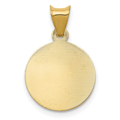 14K Gelbgold Poliert Diamantiert Damen Of Guadalupe Kreis Anhänger