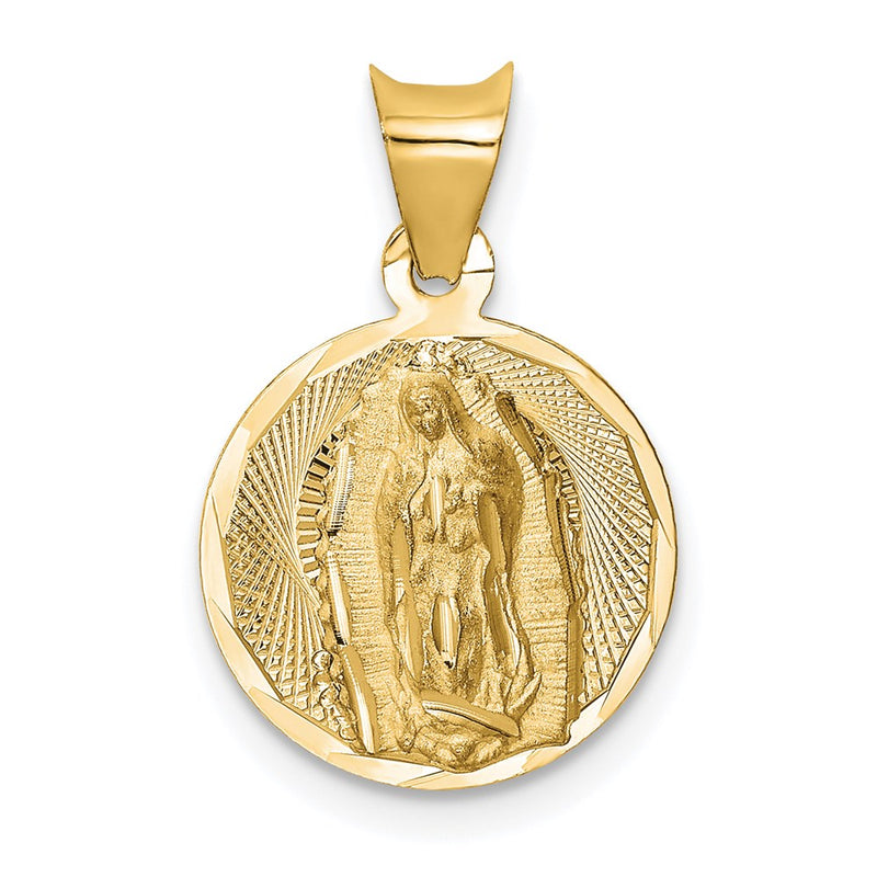 14K Gelbgold Poliert Diamantiert Damen Of Guadalupe Kreis Anhänger