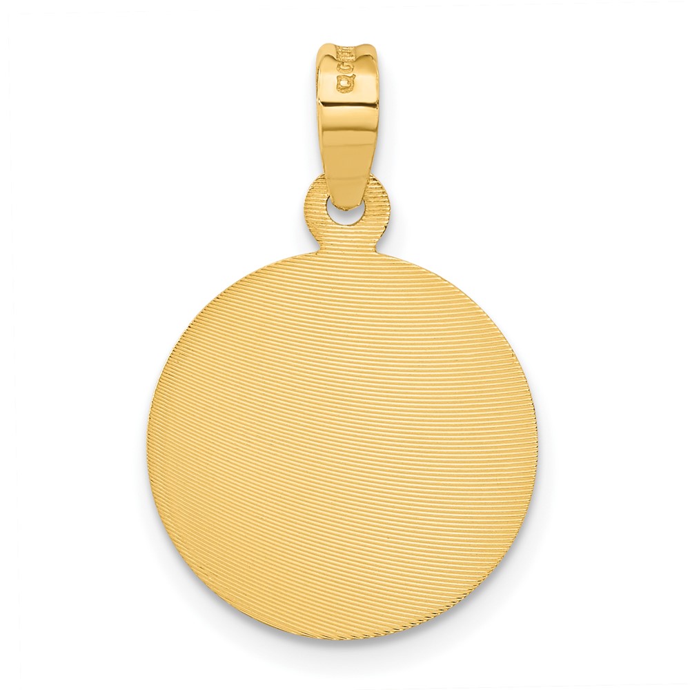 14K Gelbgold Poliert Diamantiert Damen Of Guadalupe Kreis Anhänger