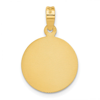 14K Gelbgold Poliert Diamantiert Damen Of Guadalupe Kreis Anhänger