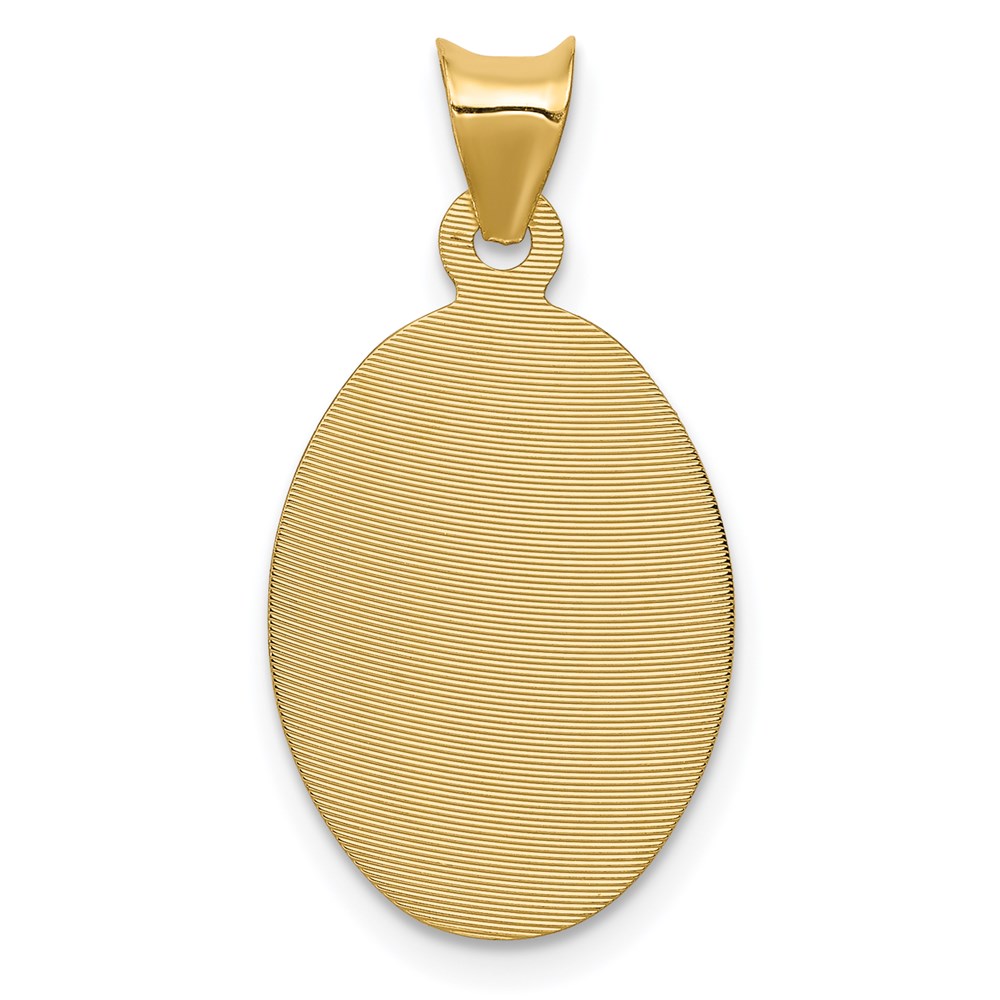 14K Gelbgold Poliert Diamantiert Damen Of Guadalupe Oval Anhänger