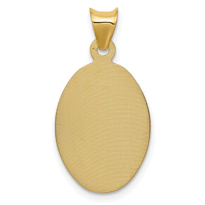 14K Gelbgold Poliert Diamantiert Damen Of Guadalupe Oval Anhänger