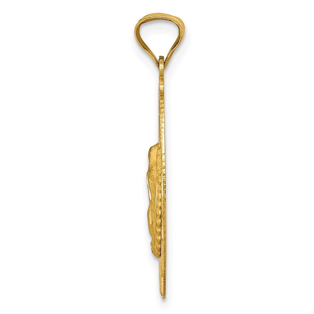 14K Gelbgold polierter diamantierter Anhänger "Unsere Liebe Frau von Guadalupe" oval