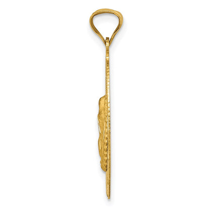 14K Gelbgold polierter diamantierter Anhänger "Unsere Liebe Frau von Guadalupe" oval