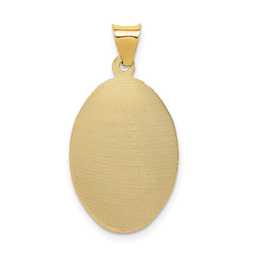 14K Gelbgold polierter diamantierter Anhänger "Unsere Liebe Frau von Guadalupe" oval