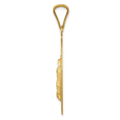 14K Gelbgold polierter diamantierter Anhänger „Jungfrau von Guadalupe" oval