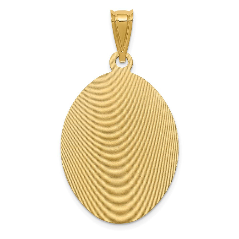 14K Gelbgold polierter diamantierter Anhänger „Jungfrau von Guadalupe" oval